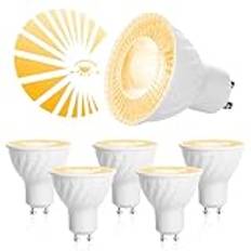 ezmyma gu10 LED-glödlampa 7W, uppsättning med 5 varmvit 3000K dimbar gu10 lång spotlight led 735LM motsvarande 90W halogen stråle 120°