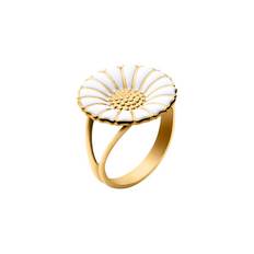 DAISY Ring WHITE ENAMEL 18 mm (Guld)