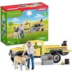 schleich 42503 Farm World 12 st lekset för veterinärbesök med lantbruksdjur, lastbil och veterinär – mycket detaljerad och hållbar lekset med lantbruksdjur, roliga och pedagogiska leksaker present