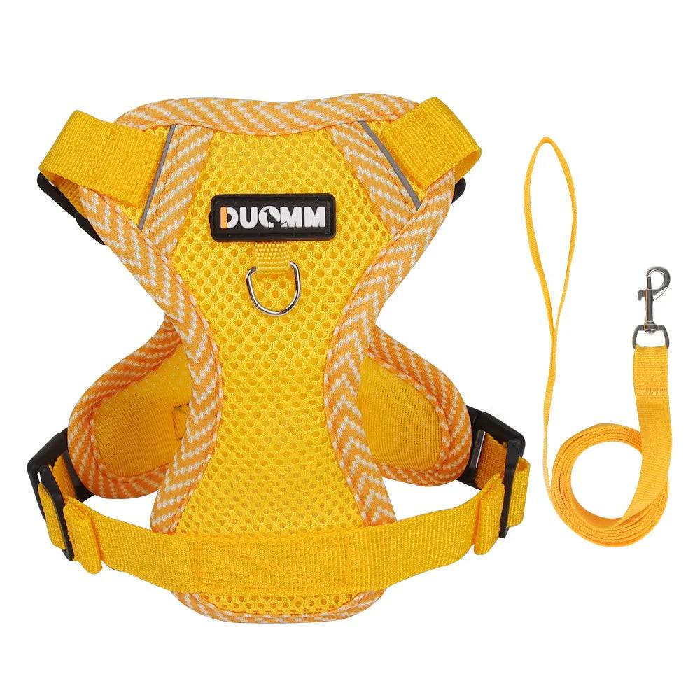Reflective Mesh Cat & Dog Harness with Leash Set - 2nd Yellow / M-suit 3.0-4.5kg / SPC (M-suit 3.0-4.5kg)