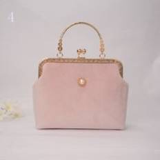 Sammet pärla middag vintage kvinnor kväll väska enfärgad handväska och handväska metall handtag clutch festväska