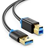 deleyCON 2m USB 3.0 SuperSpeed Kabel - A-Kontakt till B-Kontakt - Datakabel för upp till 5 Gbit/s - Kompatibel med t.ex. Skrivare, Scanner, Multifunktionsskrivare - Svart