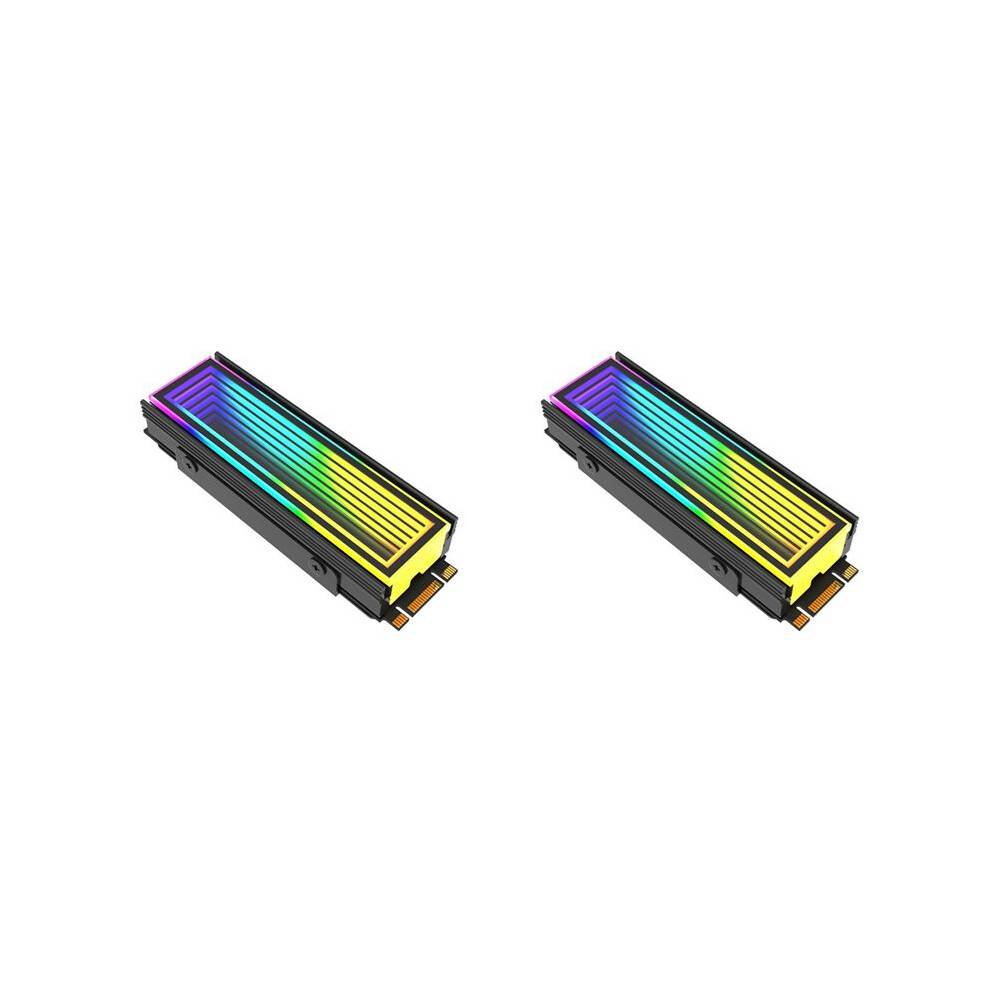 2X M.2 ARGB Computer Radiator 2280 SSD M2 Radiator PC RGB M.2 Nvme Cooler Heatsink Endless Abyss Effect,Black