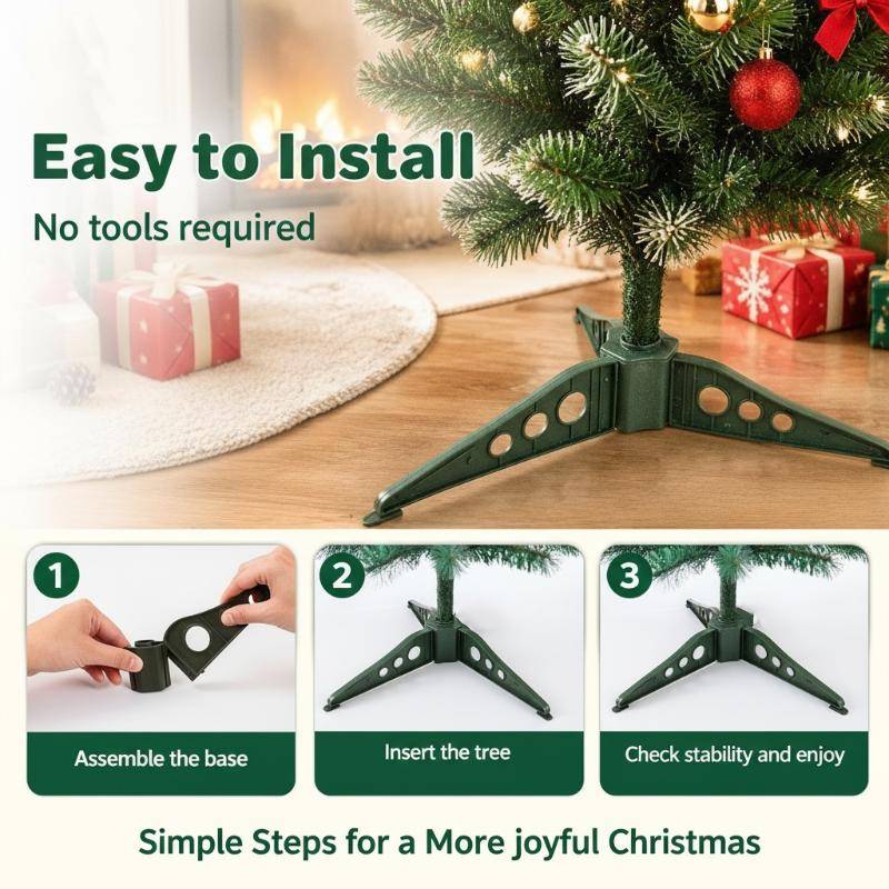 1Pc Sturdy Plastic Christmas Tree Stand Artificial Tree Base Holder Xmas Supplies Detachable Design Easy Assemble Triangle 10cm