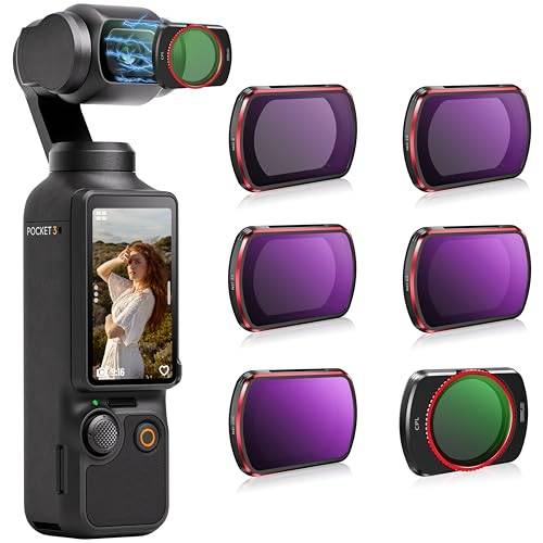 STARTRC ND filterset för DJI Osmo Pocket 3 Creator Combo tillbehör – 6-pack CPL, ND 8, ND 16, ND 32, ND 64, ND256 (magnetisk) (aluminiumversion)