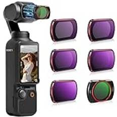 STARTRC ND filterset för DJI Osmo Pocket 3 Creator Combo tillbehör – 6-pack CPL, ND 8, ND 16, ND 32, ND 64, ND256 (magnetisk) (aluminiumversion)