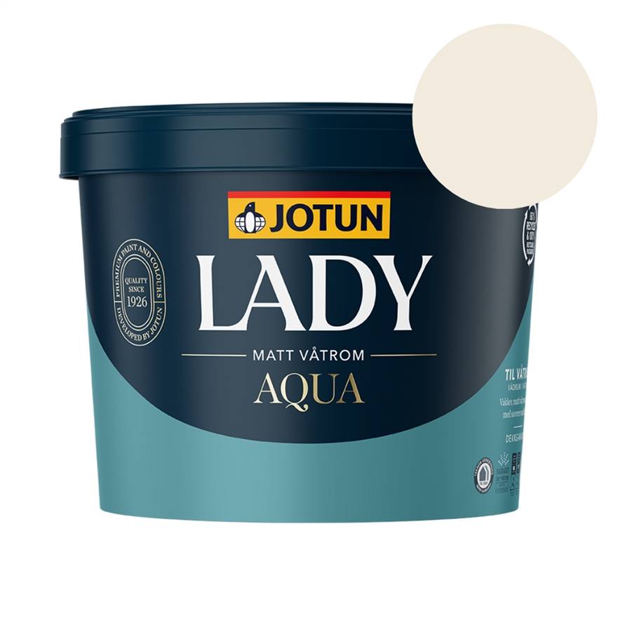 TILBUD: JOTUN LADY Aqua Vådrumsmaling 9 l. Mat - Glans 5. Farve: 1376 Perle.