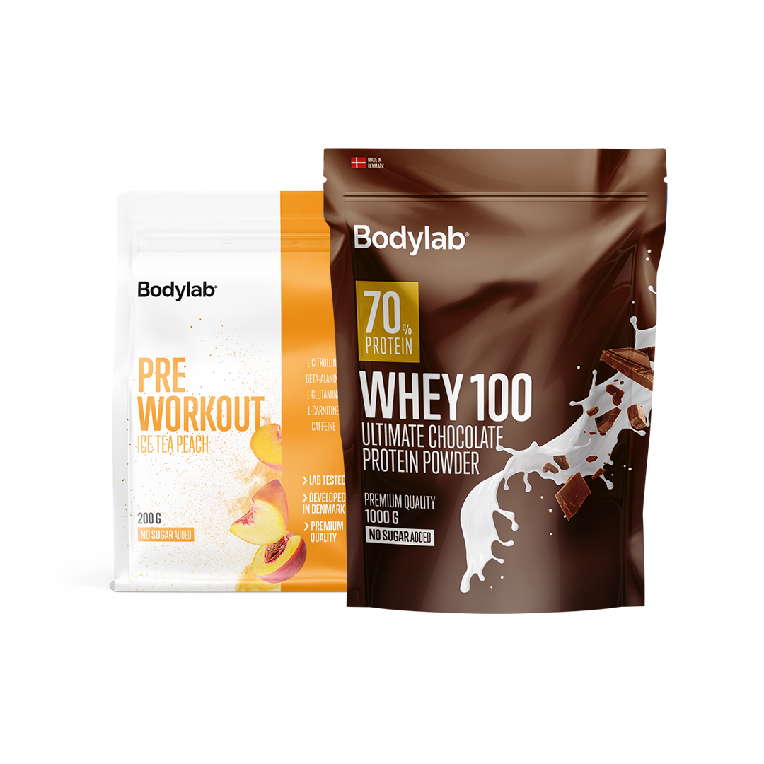 Whey 100 (1 kg) + Pre Workout (200 g) bundle.