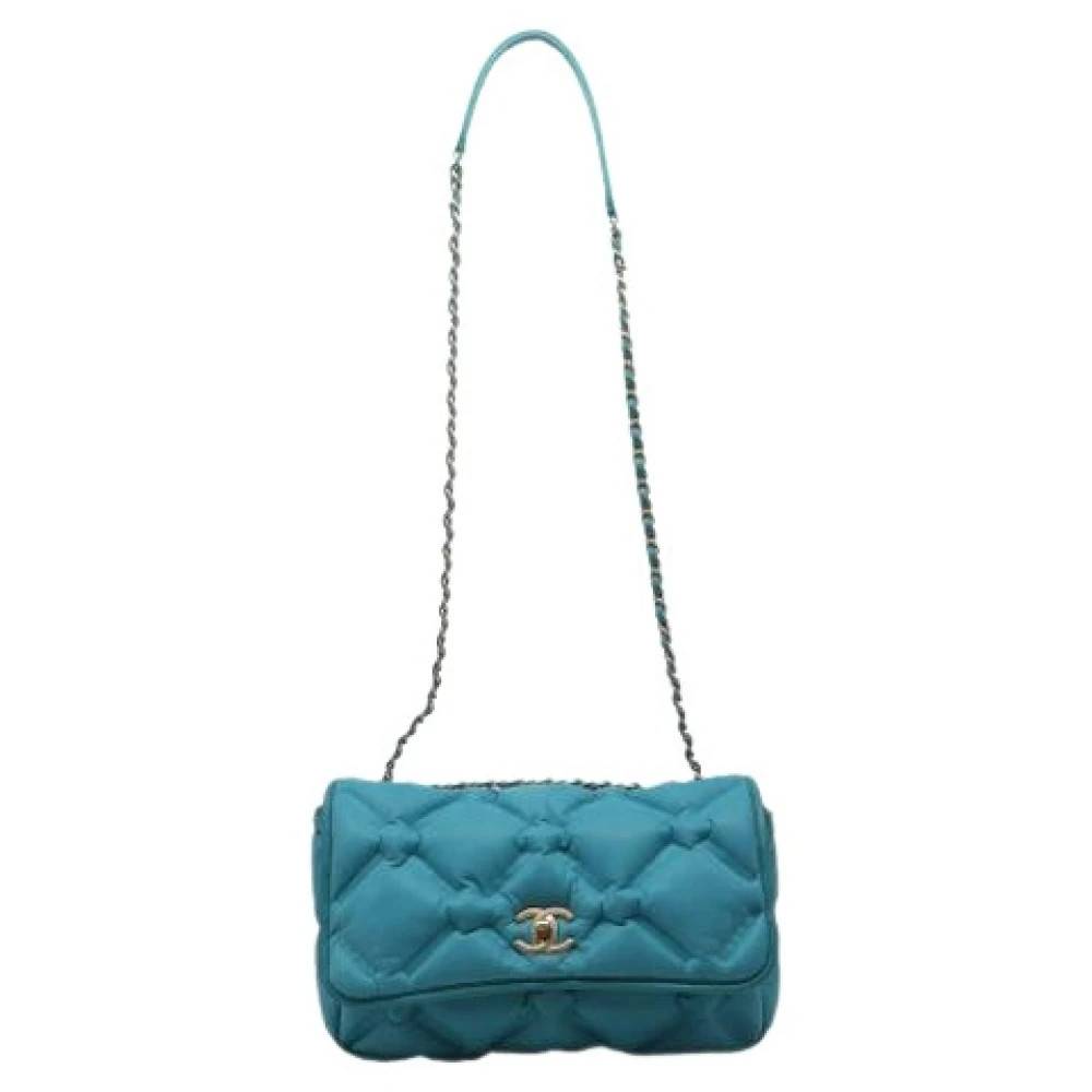 Chanel Vintage Pre-owned Stor Chesterfield Quiltet Skuldertaske - Vintage - Dame - Blå - ONE SIZE - Uld