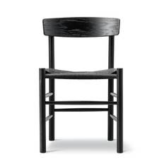 Fredericia Furniture J39 Folkestolen Matbordsstol Oak Black Lacquer/Black Paper Cord