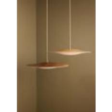 Piet Hein Sinus-Wood 550 Pendel  Valnød-Opal-glas LED 10,5W Ø: 55 cm - Creme Hvid textil ledning