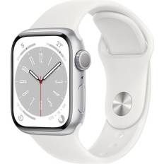Apple Watch Series 8 Aluminium 41 mm (2022) | GPS | sølv | Sportsrem hvid M/L
