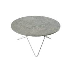 OX Denmarq O Table Sofabord Ø: 80 cm - Stainless Steel/Grey Marble