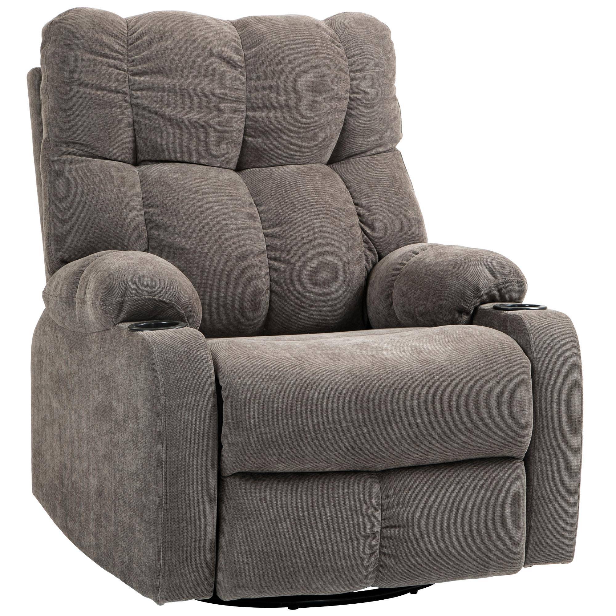Recliner Chair with Footrest, Lounge Chair, Swivel, up to 150 kg, Steel Frame, 88x96x108cm, Light Brown brun