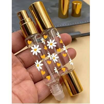 Rese-mini parfymbehållare med påfyllningsbar spray, 10 ml, 2-i-1 parfymdispenser med dubbelhuvud, rullboll och sprayfunktion, kosmetikflaska med präst - Multifärgad (svart,guld,silver,1 flasktillbehör)