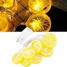 Ljusslinga för citroner, 1,5 m, 10 lysdioder, ljuskedja, apelsinskivor, citronljus för terrass, sovrum, fest, bröllop, inomhus, utomhus, batteridriven, ingår inte (citron)