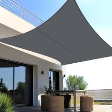 SUNNY GUARD Sonnensegel Wasserdicht 4x4m Rechteckig Sonnenschutz Wetterschutz Segel Baldachin UV Schutz für Balkon Terrasse Garten, Grau Anthrazit