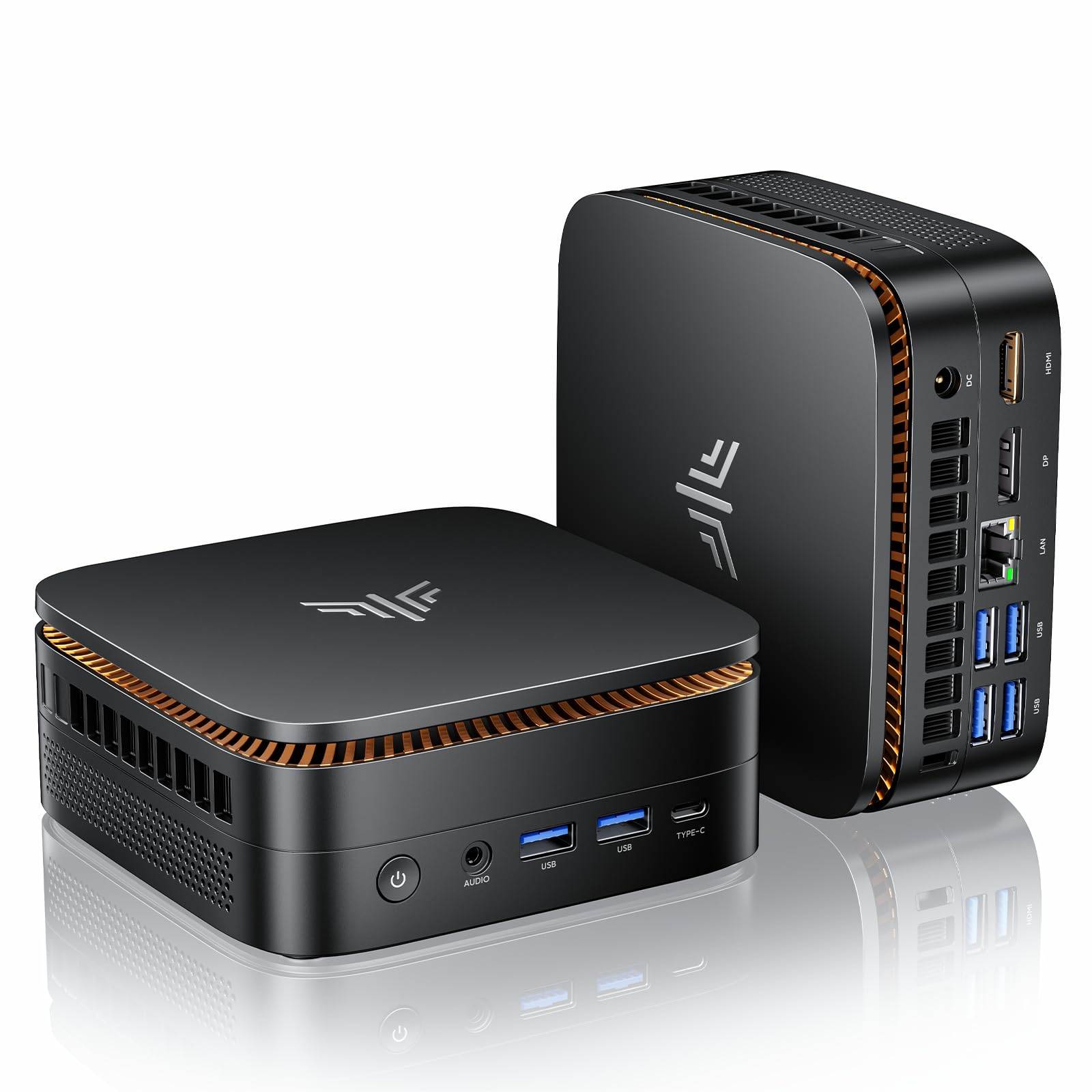 NiPoGi Mini-PC AMD Ryzen Snabbare än Mini-PC med Windows 11 Pro 16GB 512GB 4TB Upp till 4K x 3 6 USB Trådbundet LAN Kylning P1 Kompakt PC [Ny 4300U, 3500U] svart