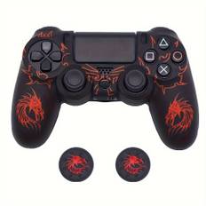 TEMU Controller Skin For Ps4, Anti-slip Grip Silicone Cover Protector Case Compatible With Ps4 Slim/ps4 Pro Wireless/wired Gamepad Controller With 2 Dragon Carving Thumb Grip Caps