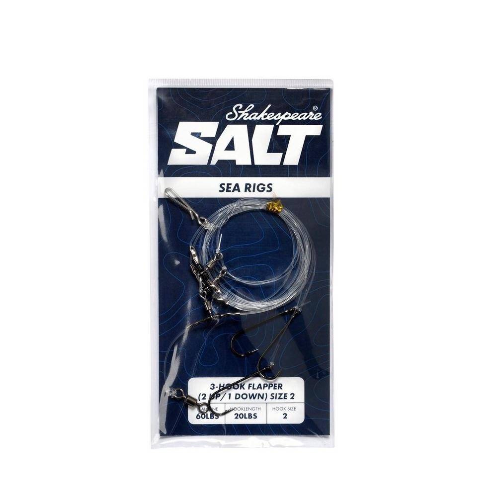 Shakespeare Salt Sea Rig - 3-Hooks Flapper 2Up 1 Down Size 2.