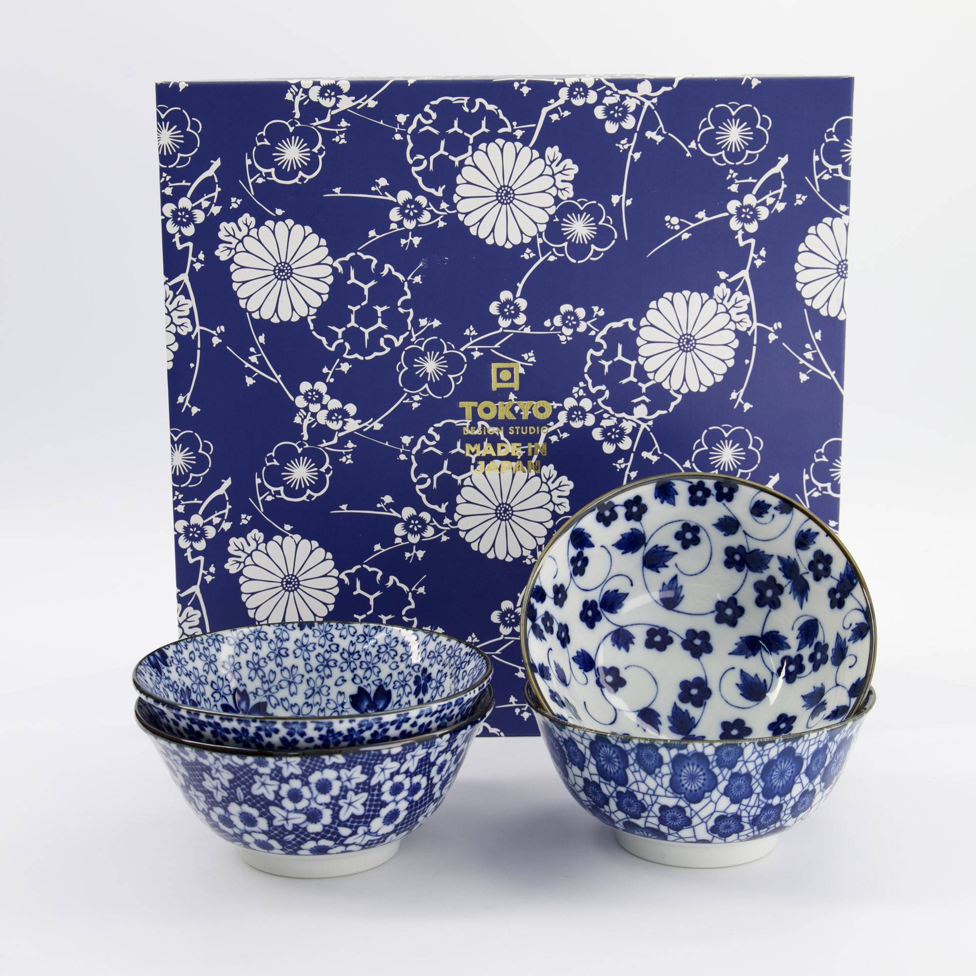 Tokyo Design Studio Mixed Bowls Tayo Bowl Giftset 4pcs 15x7cm 500ml Blue/white B - 33 x 7,5 Serveringsskålar Från Magasin - Blue, White (33 x 33 7,5)