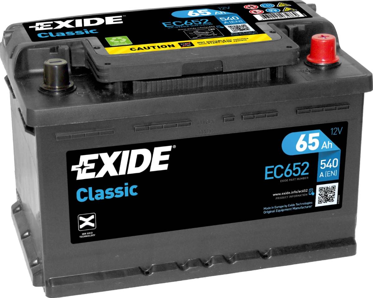 Startbatteri - Exide Classic EC652 - 12V (65ah / 540cca)