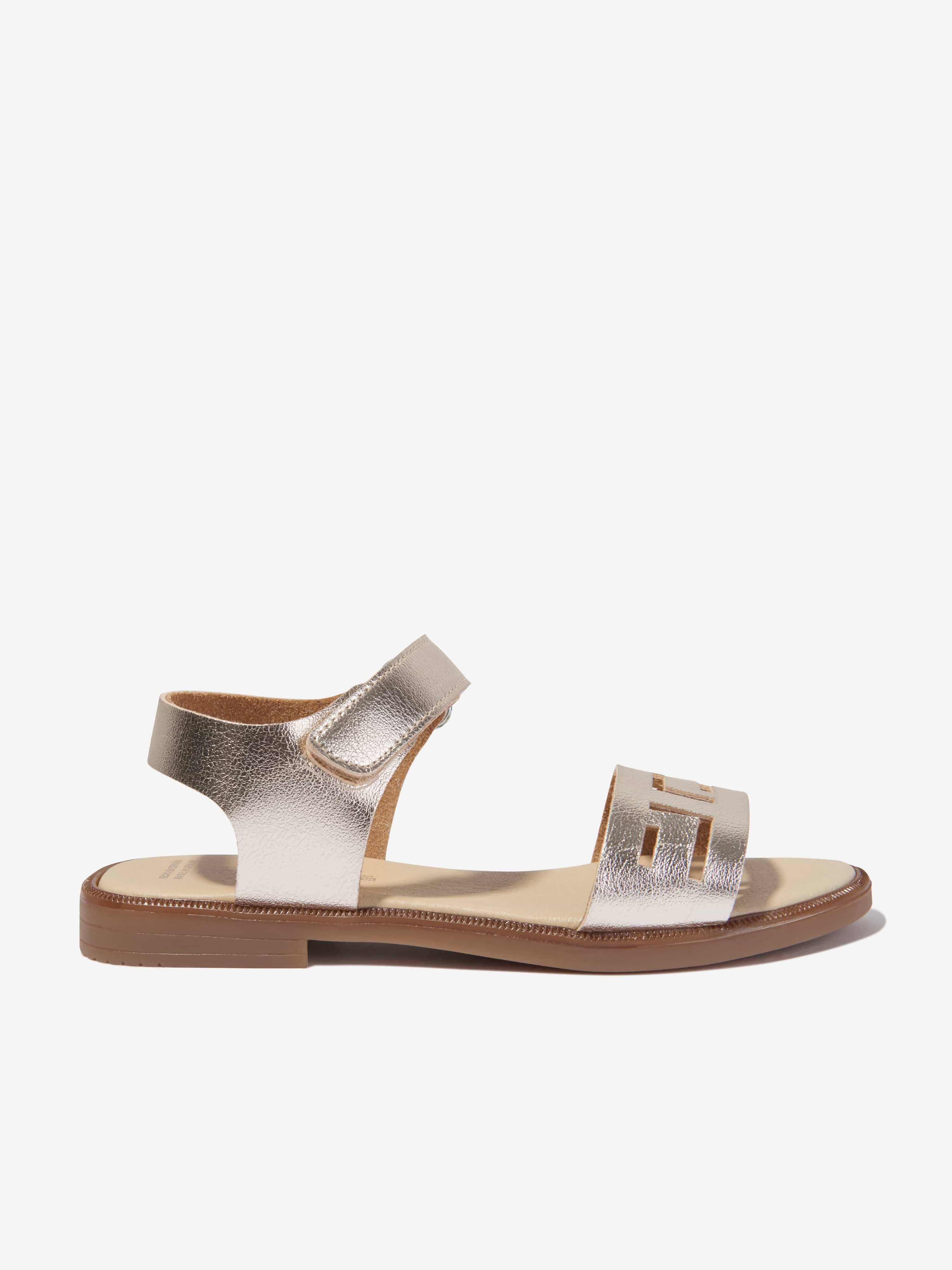 Andanines Girls Laser Cut Sandals in Gold - Gold / EU 22 UK 5 (EU 22 UK 5)
