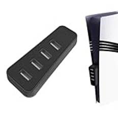 USB-hubb för PS5 Pro/Slim-skiva/Digital Edition, 4-portars USB Höghastighetsexpansion Hub-laddare Splitter-adapter för konsol, USB-laddningsport expanderare tillbehör för PS5 Pro, Plug and Play