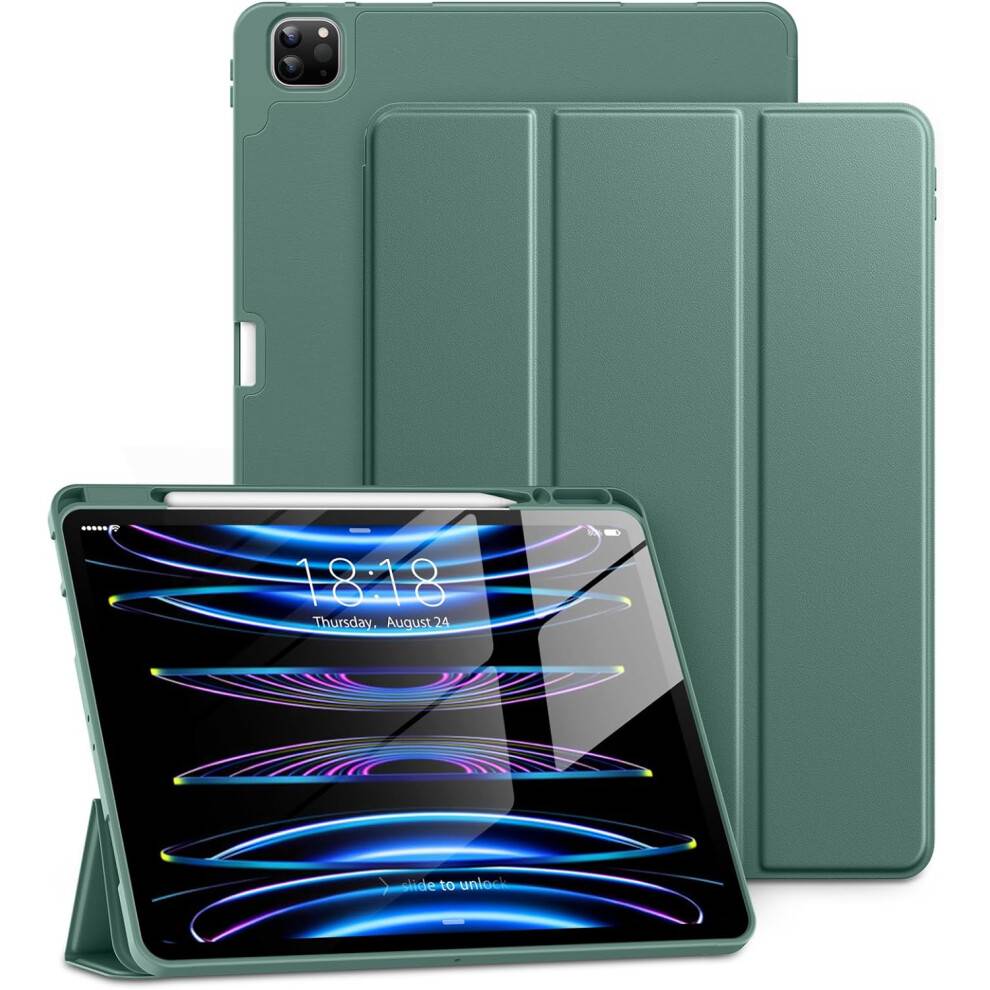Kompatibel med iPad Pro 12,9 tommer (6. / 5. / 4. / 3. generation) cover (2022/2021/2020/2018) med blyantholder, Smart Slim