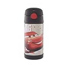 Thermos kids Funtainer Straw BOTTLE DISNEY 0,35 l, bilar, termosflaska barn av rostfritt stål med sugrör, kall 12 timmar, diskmaskinssäker, tät utan kolsyra, Disney-flaska för Kita, skola