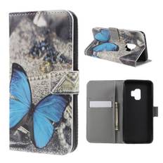 Butterfly läder Samsung Galaxy S9 fodral - Blå