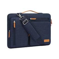 MOSISO 360 Schützend Laptop Schultertasche,15-15,6 Zoll Laptoptasche Kompatibel mit MacBook Pro 16,HP,Dell,Lenovo,Asus Notebook,Seite Offen Tasche mit 4 Reißverschluss Taschen&Griff,Marineblau