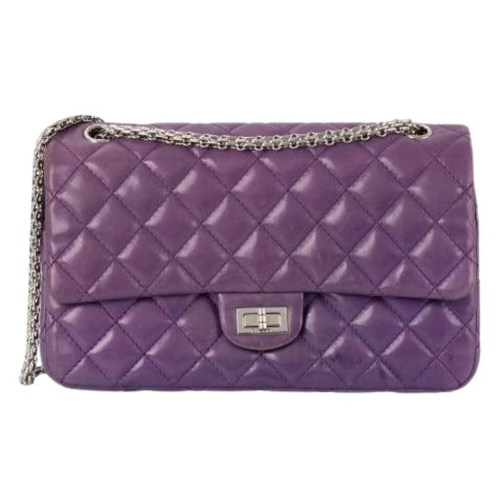 Chanel Vintage Pre-owned 2.55 Stor Skuldertaske - Vintage - Dame - Lilla - ONE SIZE - Uld