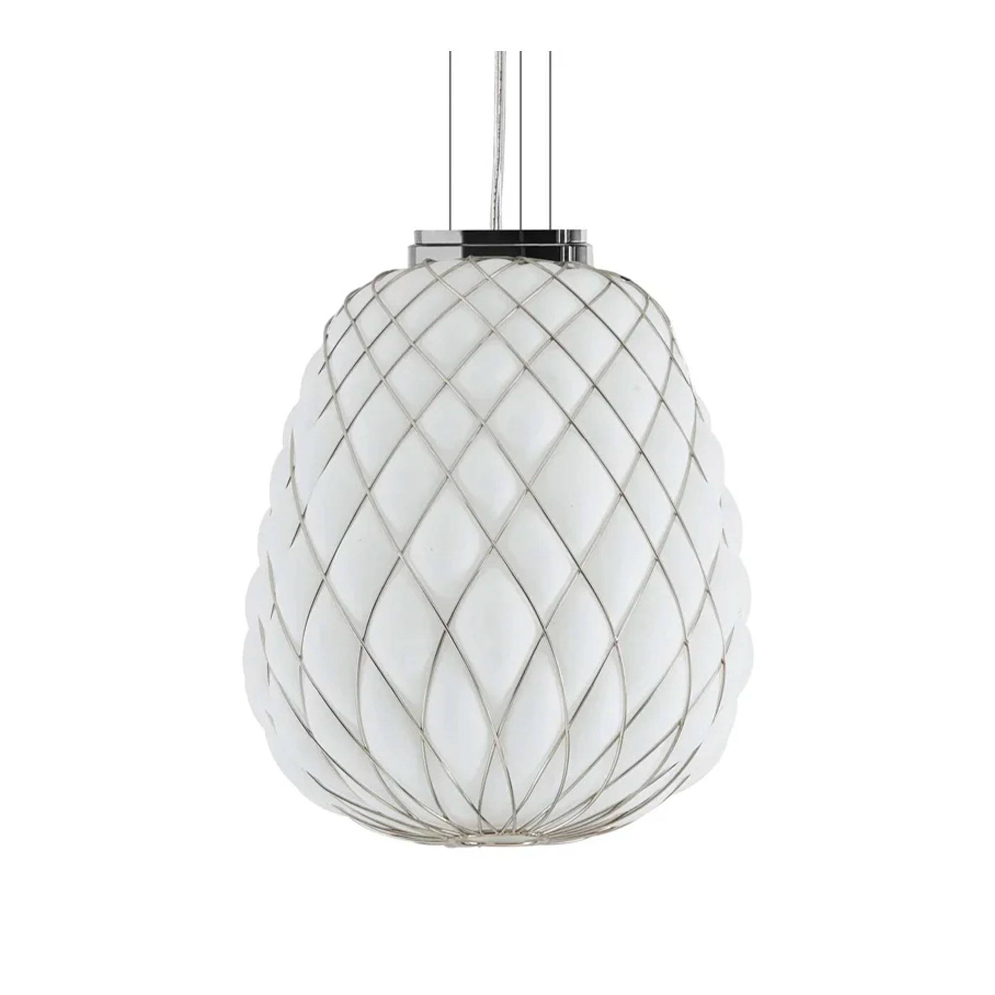 FontanaArte - Pinecone 4339, Chrome/White glass - Pendellampor - Paola Navone - Transparent