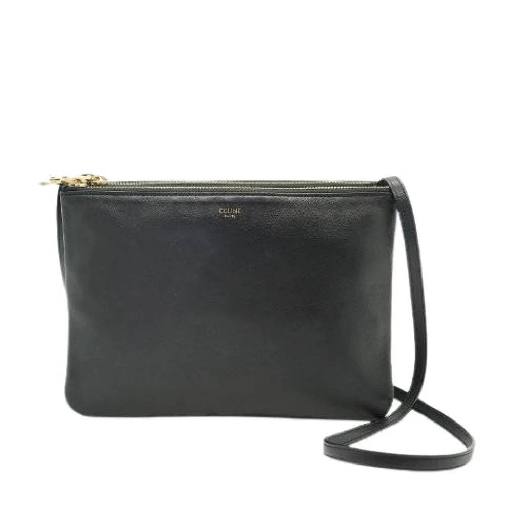 Celine Vintage Pre-owned Large Trio Skuldertaske - Vintage - Dame - Sort - ONE SIZE - Uld