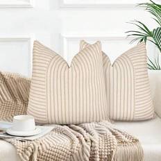 1st vävt randigt Jacquard dekorativt kuddfodral, innerkudde ingår ej - Kaki (40*40,45*45,60*60,30*50,50*50)