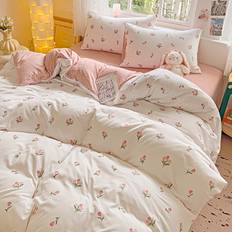 TEMU New Super Soft Printed Quilt Cover Set, 3pcs Fresh Pastoral Style, Suitable For Bedroom And , All , 1 Single Quilt Cover + 2 Pillowcases