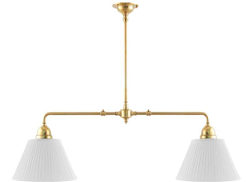 Loftslampe - Spillebordslampe messing med stofskærme - 20 cm
