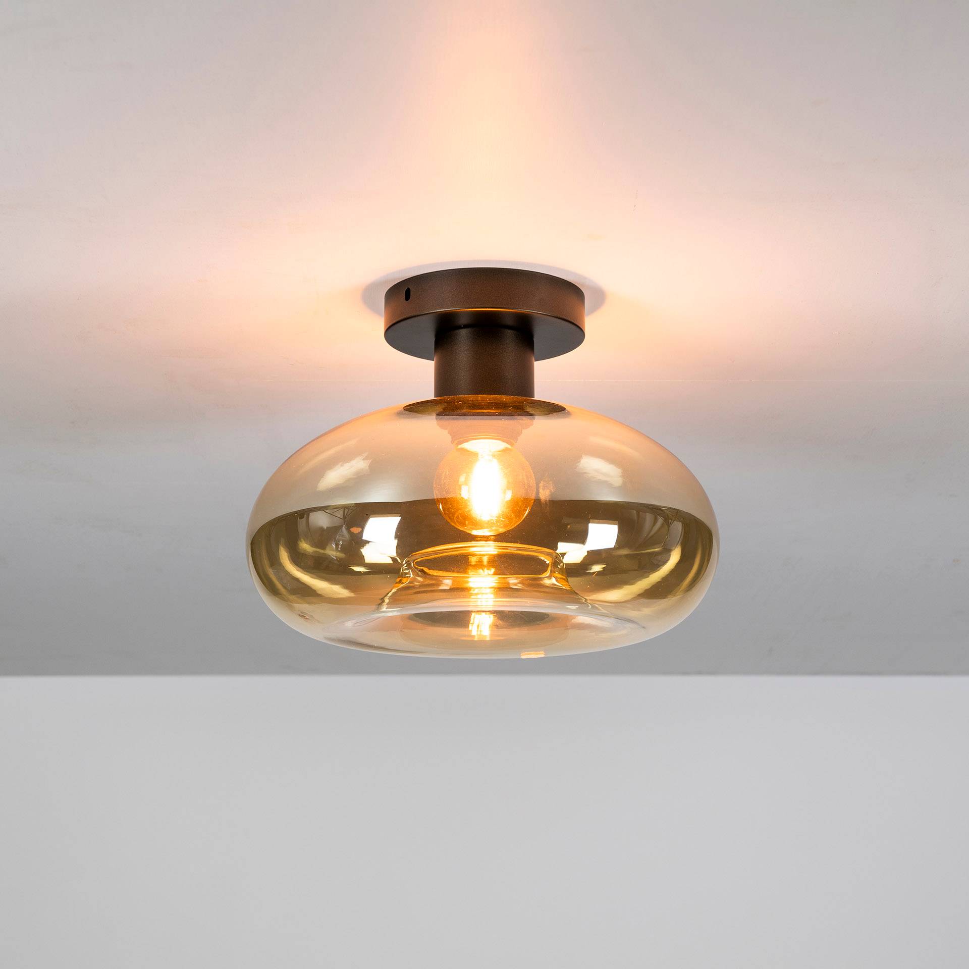 Iris- Plafond i ravfarvet glas Levering uden pære