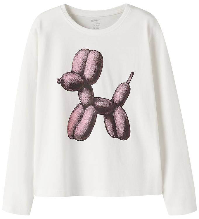 Name It Bluse - NkfVeen - Cloud Dancer/Balloon - Name It - 6 år (116) - Bluse