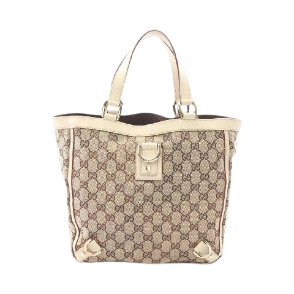 Gucci Vintage Pre-owned Abbey GG Canvas Tote Bag - Vintage - Dame - Beige - ONE SIZE - Læder