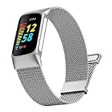 Songsier Metallarmband för Fitbit Charge 5/Fitbit Charge 6, justerbart rostfritt stål metall ersättningsarmband klockarmband för Fitbit Charge 5/Charge 6 Activity Tracker kvinnor män