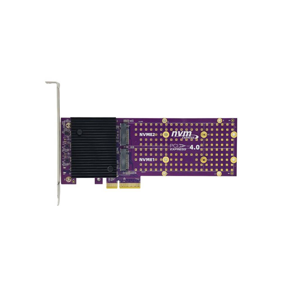 PCIe 4.0 X4 Till M.2 NVMe Dual-Channel Expansionskort Adapterkort Split-Fri PCIE Expansionskort för 22110/2280/2242 SSD