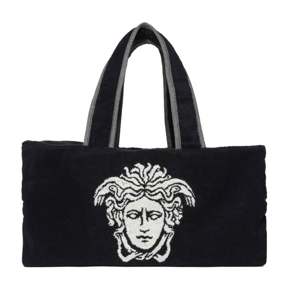 Versace Bomuld-frotté Jacquard Tote - Tasker - unisex - Blå - ONE SIZE - Bomuld