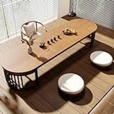 Japanskt tatami-soffbord, runt soffbord i trä, soffbord i trä, vardagsrum, tebord, tatamibord, lågt bord för att sitta på golvet, soffbord i valnöt, soffbord för vardagsrum (160 cm)