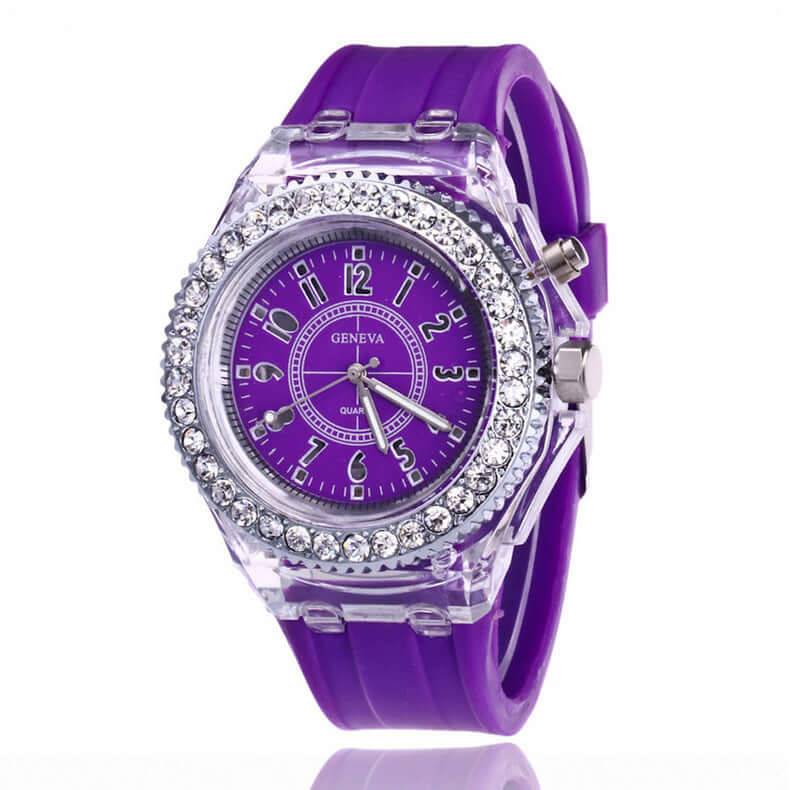 LED Luminous Watches Geneva Women Quartz Watch - Violet