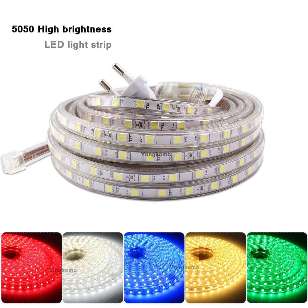 LED Strip Light Waterproof 5050 Indoor Outdoor LED Flexible Tape Lights Rep 220V Belysning Vardagsrumsdekorlampa