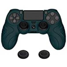 PlayVital Skydd Fodral för ps4-kontroller,Halkskydd Silikonskal Hölje Kompatibel med ps4 Slim/Pro Controller,Silikon Skydd Hud Ärm Skyddande för ps4 med 2 Joystickhölje-Grön(Guardian Edition)