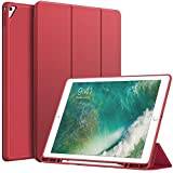 JETech Fodral för iPad Pro 12,9 Tum (2015/2017 Modell, Första/Andra Generationen) med Pennhållare, Smal Tablett Case med Mjuk TPU Tillbaka, Auto Väckning/Sömn (Röd)