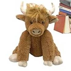 Highland Cow Plysch,Highland Cow Toy | 10-Scottish Highland Cow Plysch,Brown Cow Plyschleksak, Highland Cattle vid sänggåendet, Yak gosedjur för alla åldrar